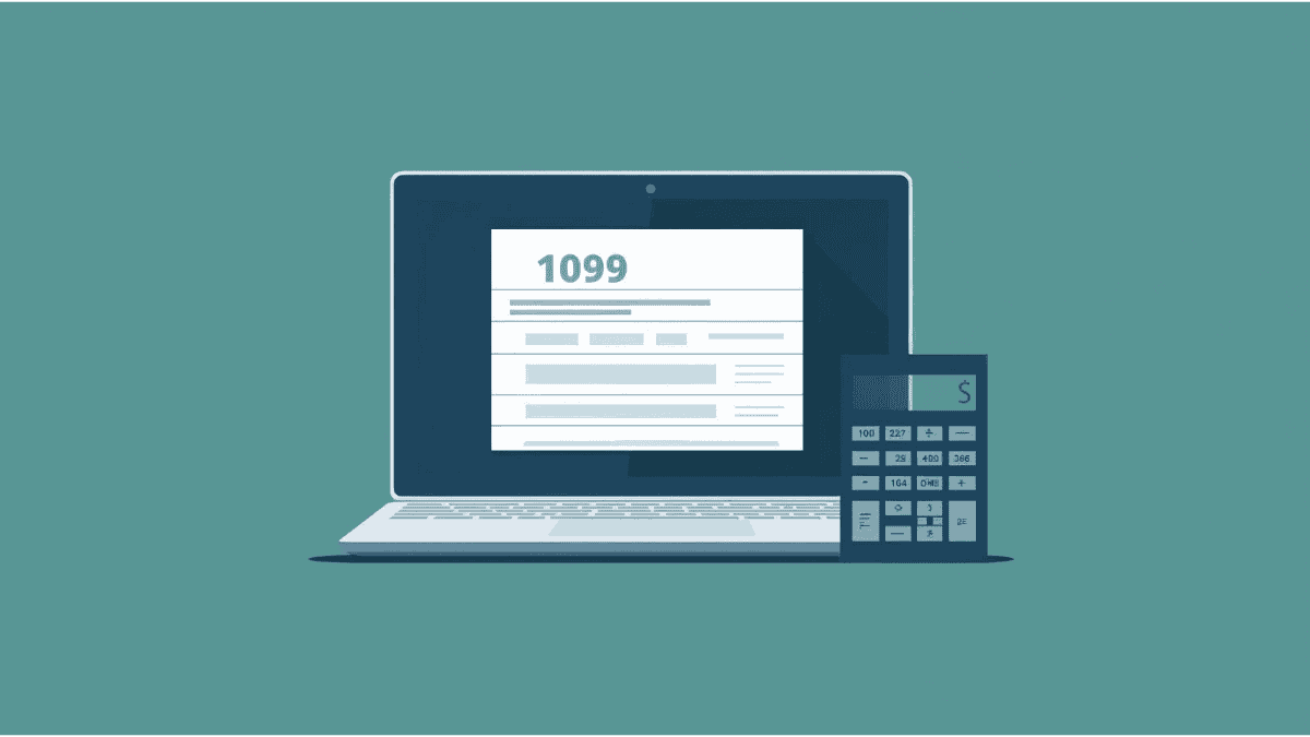 how to file taxes as a freelancer showing 1099 form and calculator